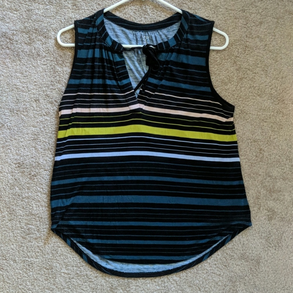 Loft Striped Front Tie Shirt